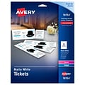 Avery Printable Tickets with Tear-Away Stubs, Matte White, 200/Pack (AVE16154)