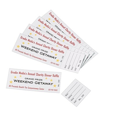 Avery Tickets, Matte White, 1.75" x 5.5", Laser/Inkjet, 200/Pack (16154)