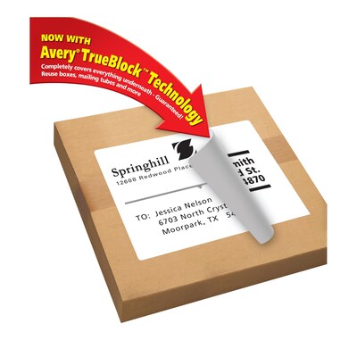 Avery TrueBlock Inkjet Shipping Labels, 8-1/2 x 11, White, 1 Labels/Sheet, 25 Sheets/Pack (8165)