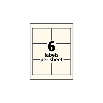 Avery Print-to-the-Edge Pearlized Ivory Rectangle Labels, 3" x 3-3/4", Pack of 48 (22823)