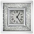 A&B Home  16 x 16 in. Astrid Wall Clock, Mirrored Frame, Silver Plus Light Antique (ABHM002)