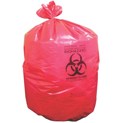 Heritage Bag Heritage, Healthcare Printed Biohazard Bags/Liners, 12-16 Gallon, 24x32, Low Density, 1.3 Mil, Red | Quill