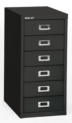 Bisley® 6-Drawer Steel Vertical File Cabinet, Black, Letter/A4 (MD6-BK)