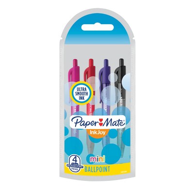 Paper Mate InkJoy Mini 100RT, Retractable Ballpoint Pen, Medium Point, Assorted, 4/pk