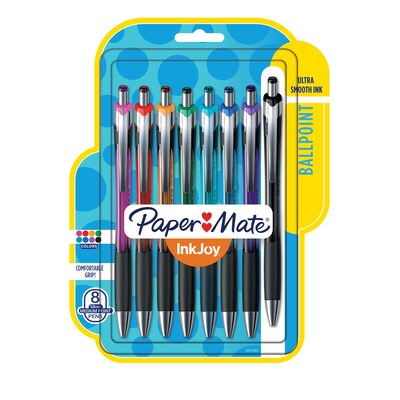 Paper Mate InkJoy 550 Retractable Ballpoint Pen Set, Medium Point, Assorted, 8/pk (1803510)