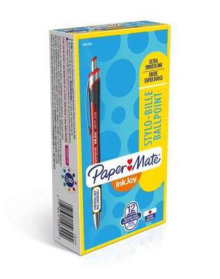 Paper Mate InkJoy 550 Retractable Ballpoint Pen Set, Medium Point, Red, 12/pk (1803504)