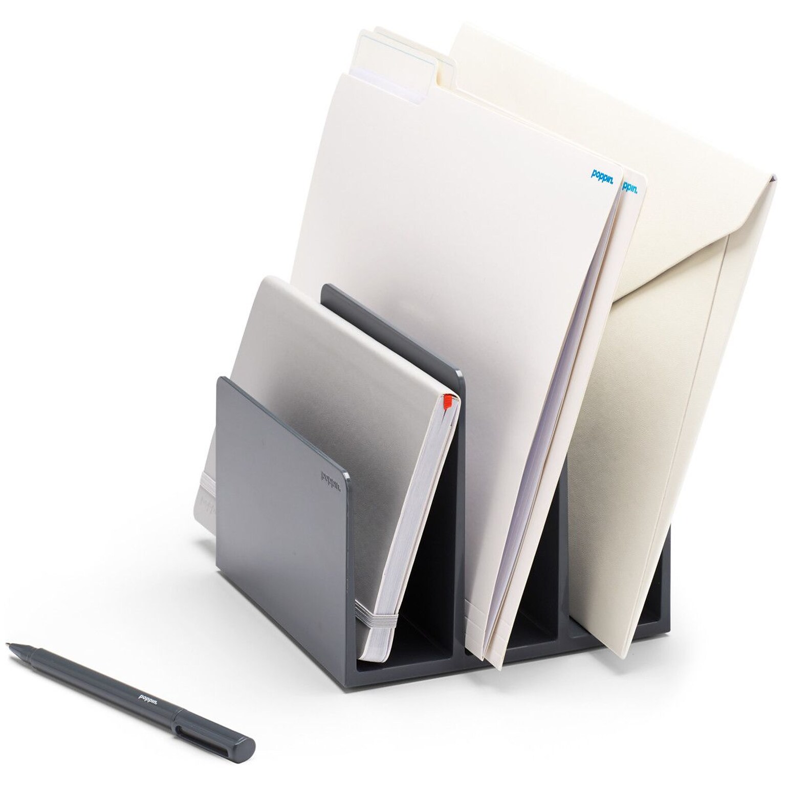 Poppin, Dark Gray, Fin File Sorter  (102750)