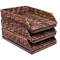 Birdrock Home Set of 3 Stackable Handwoven Seagrass Paper Tray Holder (8256)