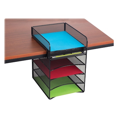 Safco Onyx Stackable Horizontal Hanging Desk Storage, Black Mesh (3240BL)