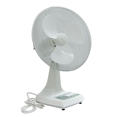 TPI Workstation 12 Oscillating Desk Fan, 3-Speed, White (ODF12)