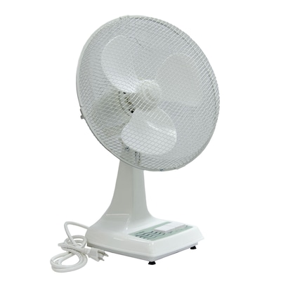 TPI Workstation 16 Oscillating Desk Fan, 3-Speed, White (ODF16)