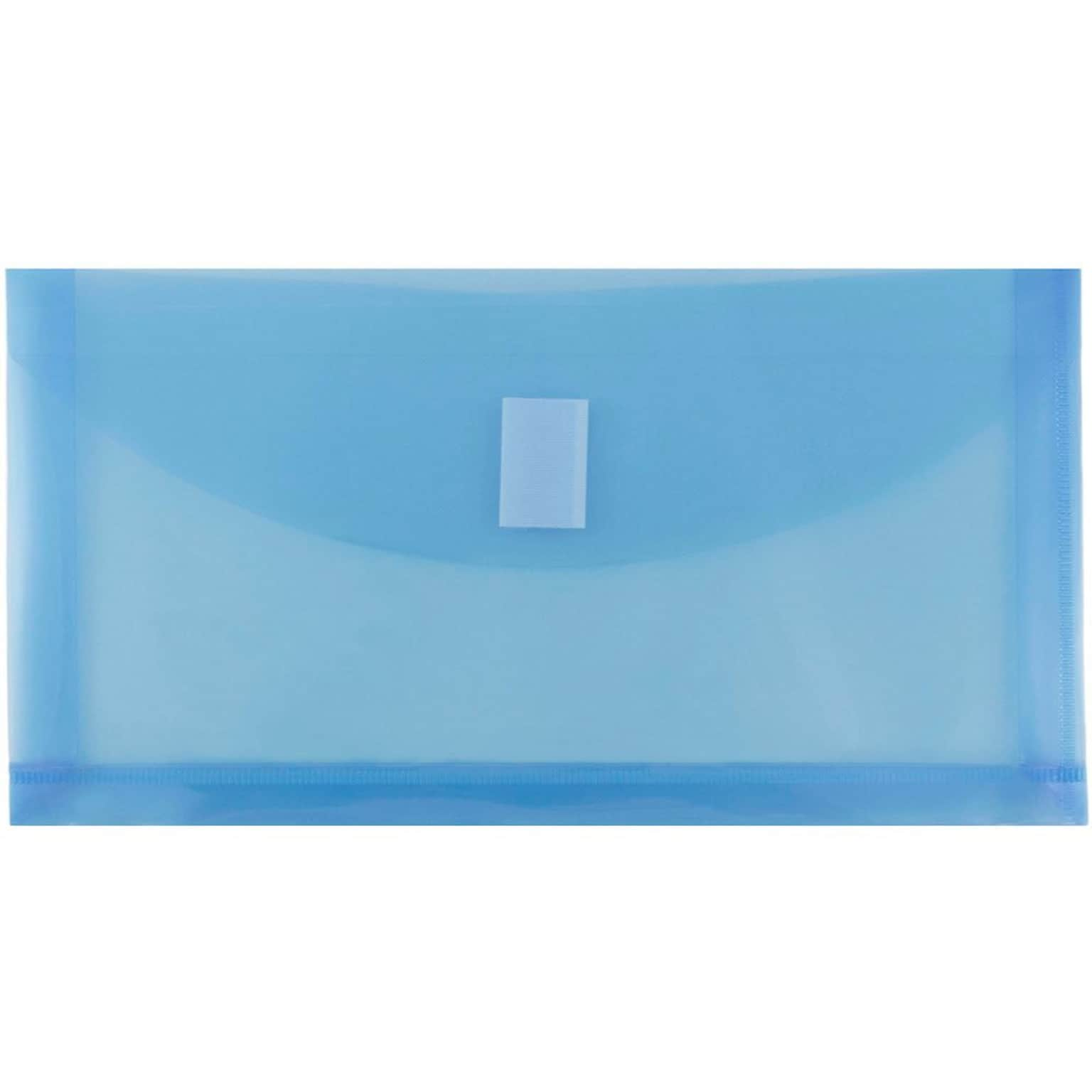 JAM Plastic Envelopes with Hook & Loop Closure, #10 Booklet Wallet, 5.25 x 10 with 1 Inch Expansion, Blue, 108/Pack (921V1BUB)