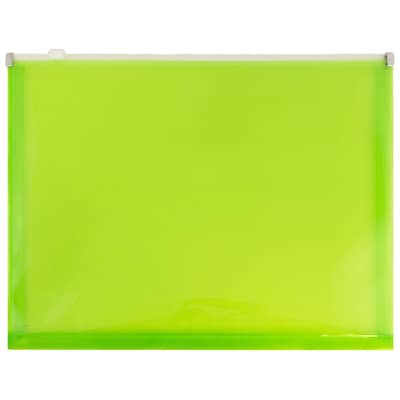 JAM Paper® Plastic Envelopes with Zip Closure, Letter Booklet, 9.5 x 12.5, Lime Green Poly, 12/pack