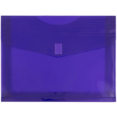 JAM Paper® Plastic Envelopes with Hook & Loop Closure, 2 Expansion, Letter Booklet, 9.75 x 13, Purple Poly, 12/pack (218V2PU)