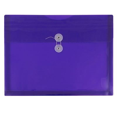 JAM Paper® Plastic Envelopes with Button and String Tie Closure, Letter Booklet, 9.75 x 13, Purple,