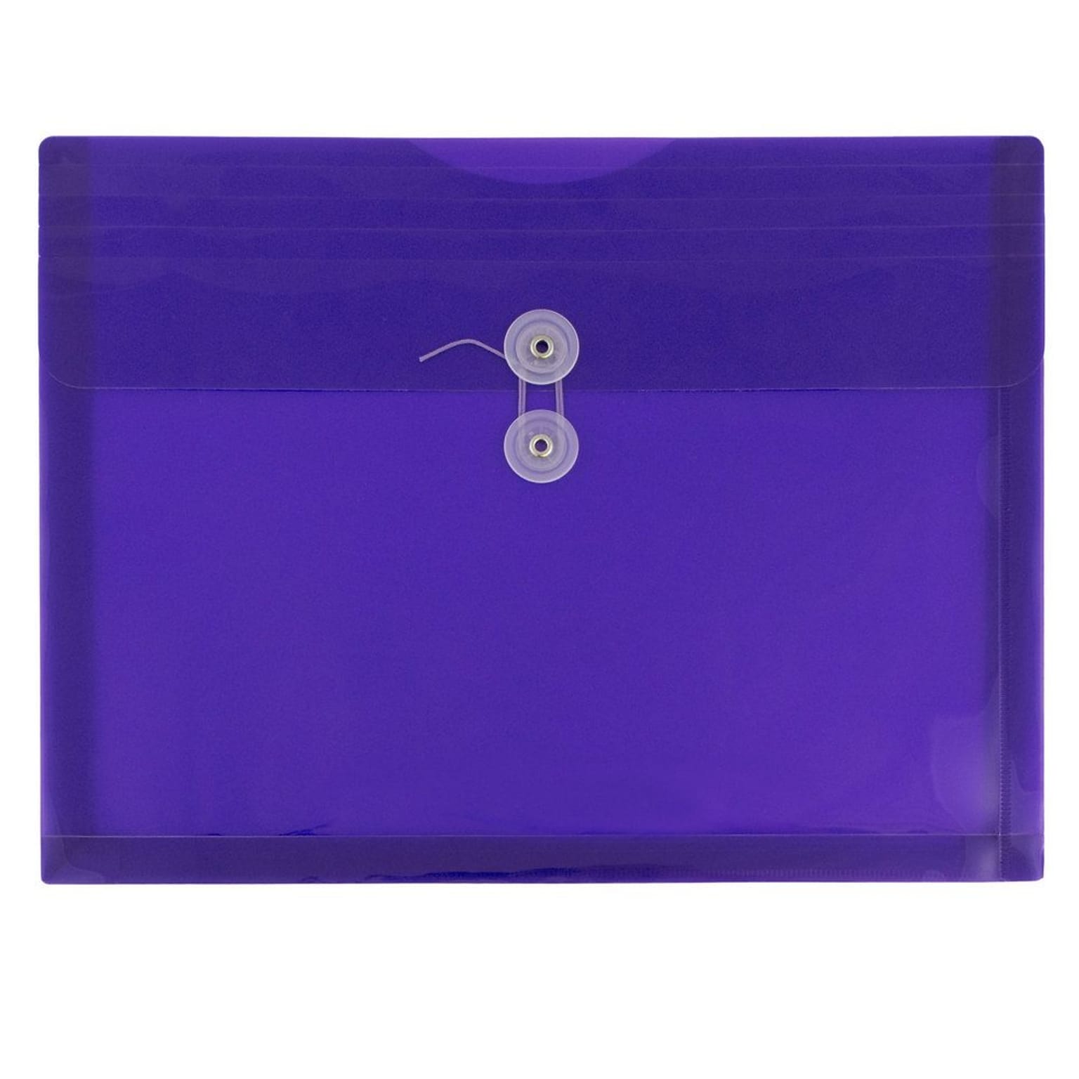 JAM Paper® Plastic Envelopes with Button and String Tie Closure, Letter Booklet, 9.75 x 13, Purple, 12/Pack (218B1PU)