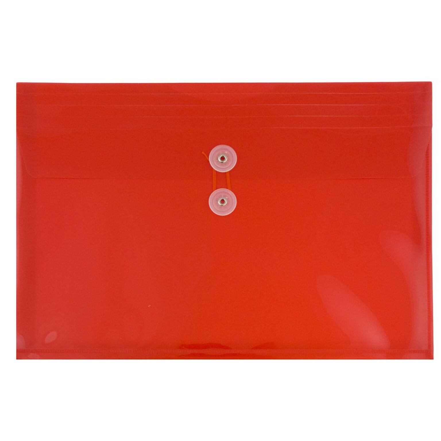 JAM Paper® Plastic Envelopes with Button and String Tie Closure, Letter Booklet, 9.75 x 13, Red Poly, 12/pack (218B1RE)