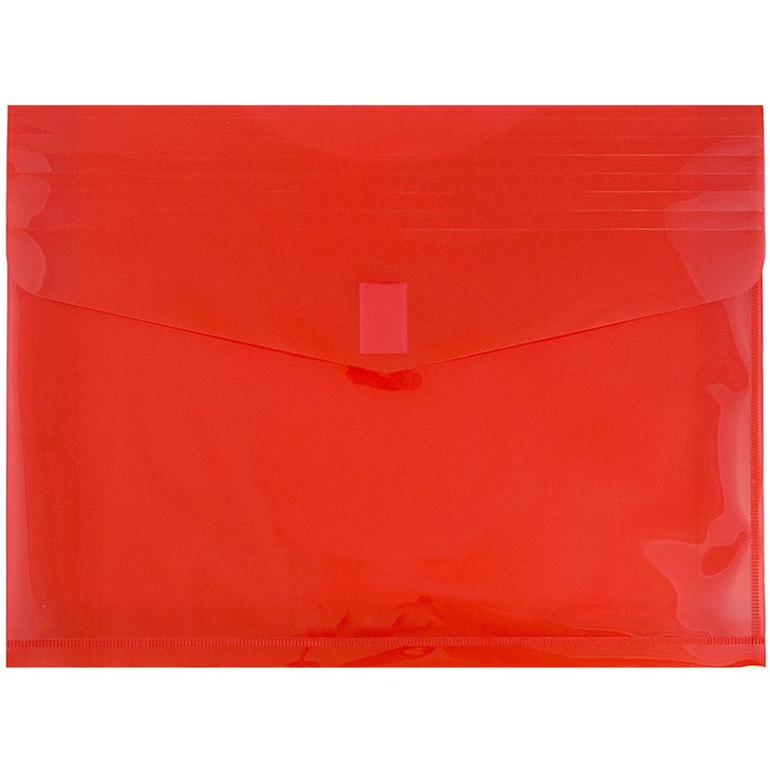 JAM Paper® Plastic Envelopes with Hook & Loop Closure, 2 Expansion, Letter Booklet, 9.75 x 13, Red Poly, 12/pack (218V2RE)