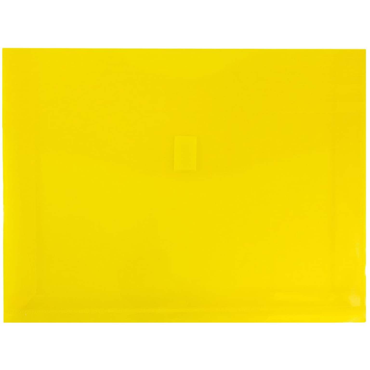 JAM Paper® Plastic Envelopes with Hook & Loop Closure, 2 Expansion, Letter Booklet, 9.75 x 13, Yellow Poly, 12/pack (218V2YE)