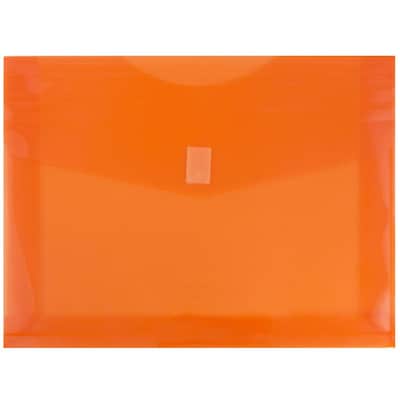 JAM Paper® Plastic Envelopes with Hook & Loop Closure, 9.75 x 13 with 2 Inch Expansion, Orange, 12/P