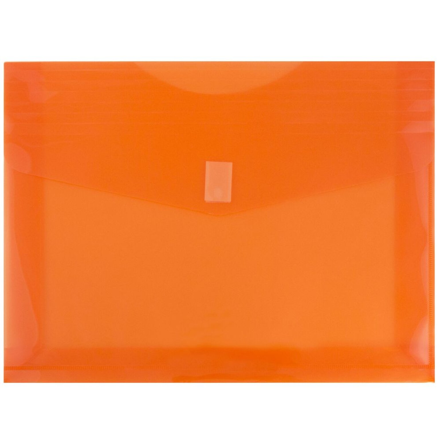 JAM Paper® Plastic Envelopes with Hook & Loop Closure, 9.75 x 13 with 2 Inch Expansion, Orange, 12/Pack (218V2OR)