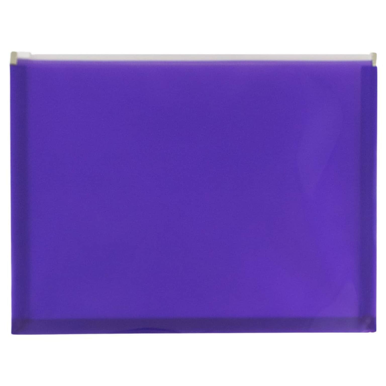 JAM Paper Plastic Expansion Envelopes with Zip Closure, Letter Booklet, 9.75 x 13, Purple, 12/Pack (218Z1PU)