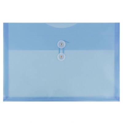 JAM Paper® Plastic Envelopes with Button and String Tie Closure, Legal Booklet, 9.75 x 14.5, Blue Po