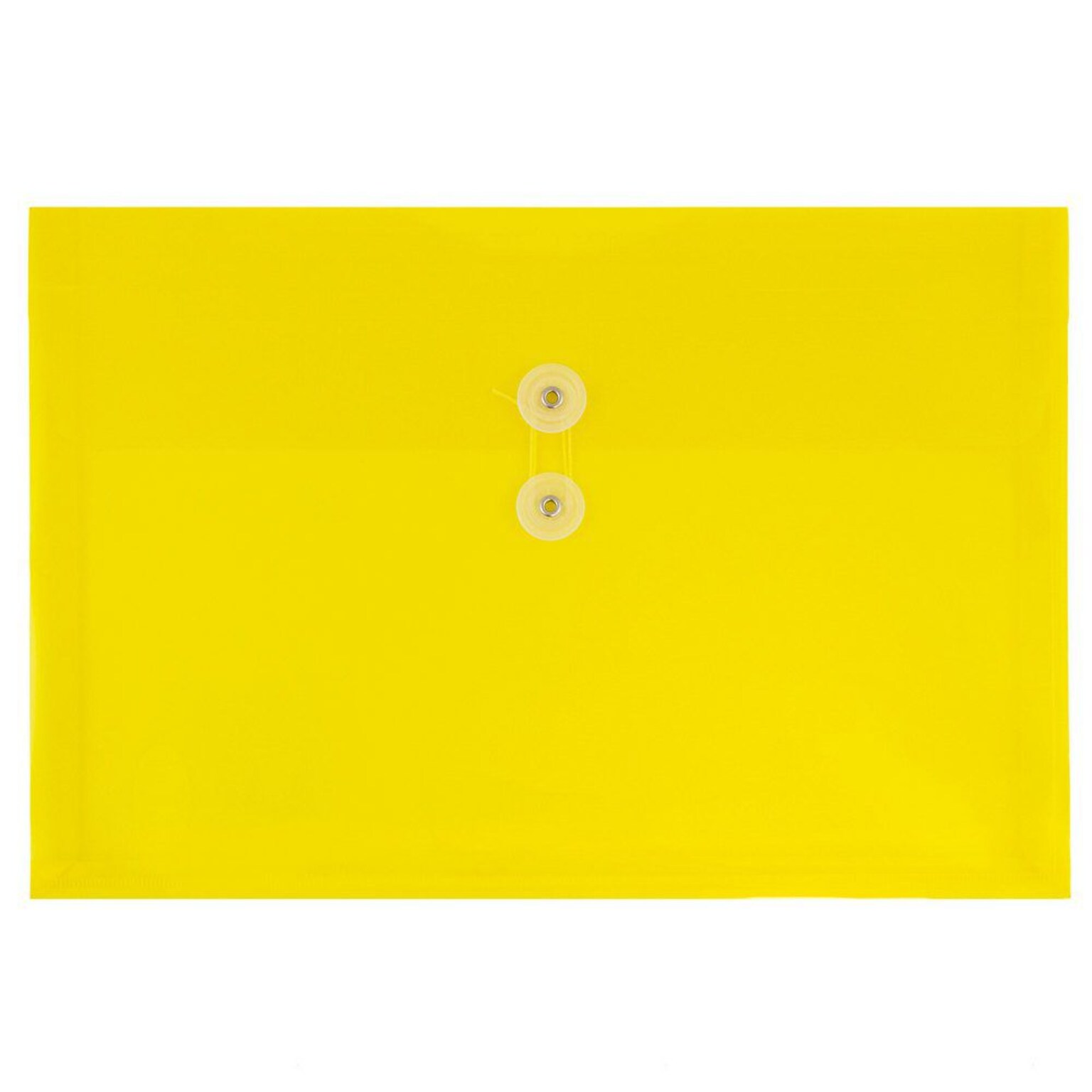 JAM Paper® Plastic Envelopes with Button and String Tie Closure, Legal Booklet, 9.75 x 14.5, Yellow Poly, 12/pack (219B1YE)