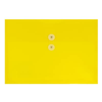 JAM Paper® Plastic Envelopes with Button and String Tie Closure, Letter Booklet, 9.75 x 13, Yellow,