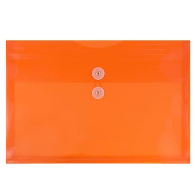 JAM Paper® Plastic Envelopes with Button and String Tie Closure, Letter Booklet, 9.75 x 13, Orange P