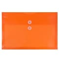 JAM Paper® Plastic Envelopes with Button and String Tie Closure, Letter Booklet, 9.75 x 13, Orange P