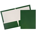 JAM Paper® Laminated Two-Pocket Glossy Presentation Folders, Green, Bulk 50/Box (5042560C)