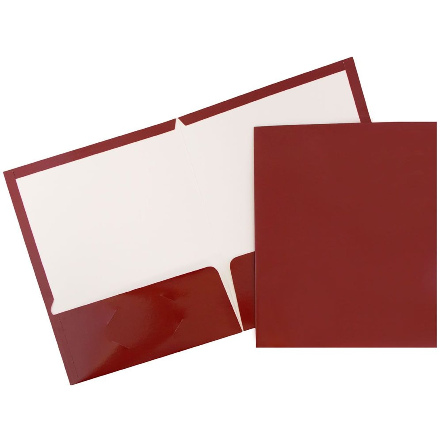 JAM Paper Glossy 2-Pocket Portfolio Folder, Maroon Burgundy, 6/Pack (V0312403D)