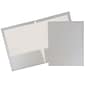 JAM Paper® Laminated Two-Pocket Glossy Presentation Folders, Silver, 25/Pack (385GSID)