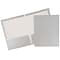 JAM Paper® Laminated Two-Pocket Glossy Presentation Folders, Silver, Bulk 50/Box (385GSIC)