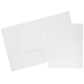 JAM Paper Glossy 2 Pocket Presentation Folder, White, 6/Pack (385GWHA)