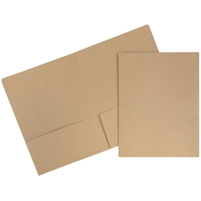 JAM Paper® Premium Matte Colored Cardstock Two-Pocket Presentation Folders, Brown Kraft Bag Recycled