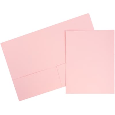 JAM Paper® Premium Matte Colored Cardstock Two-Pocket Presentation Folders, Baby Pink, 6/Pack (28876