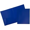 JAM Paper Plastic POP 2-Pocket Portfolio Folder, Deep Blue, 6/Pack (382Ebud)