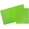 JAM Paper Plastic 2-Pocket  Folders, Lime Green, 6/Pack (382Eligrd)