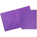 JAM Paper® Plastic Two-Pocket School POP Folders, Purple, Bulk 96/Pack (86524PUB)