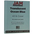 JAM Paper® Translucent Vellum Cardstock, 8.5 x 11, 43lb Ocean Blue, 50/pack (301797)