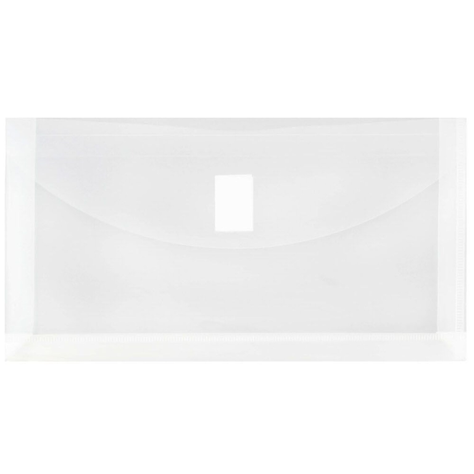 JAM Paper® #10 Plastic Envelopes with Hook & Loop Closure, 1 Expansion, 5.25 x 10, Clear Poly, 12/pack (921V1CL)