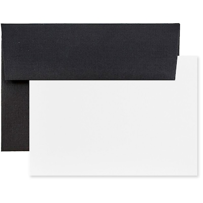 JAM Paper® Blank Greeting Cards Set, A7 Size, 5.25 x 7.25, Black Linen, 25/Pack (304624588)