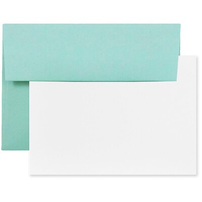 JAM Paper® Blank Greeting Cards Set, A2 Size, 4.38 x 5.75, Aqua Blue, 25/Pack (304624574)