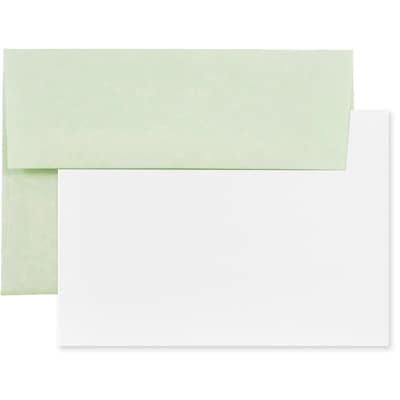 JAM Paper® Blank Greeting Cards Set, A7 Size, 5.25 x 7.25, Parchment Green Recycled, 25/Pack (304624556)