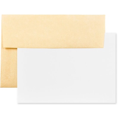 JAM Paper® Blank Greeting Cards Set, A7 Size, 5.25 x 7.25, Parchment Antique Gold Recycled, 25/Pack
