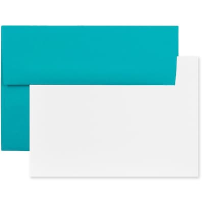 JAM Paper® Blank Greeting Cards Set, A7 Size, 5.25 x 7.25, Sea Blue Recycled, 25/Pack (304624528)