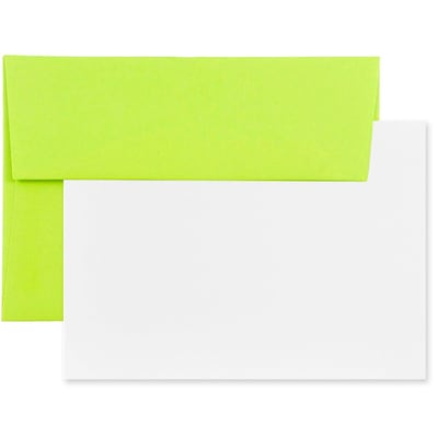 JAM Paper® Blank Greeting Cards Set, A6 Size, 4.75 x 6.5, Ultra Lime Green, 25/Pack (304624515)