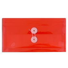 JAM Paper® Plastic Envelopes with Button and String Tie Closure, #10 Business Booklet, 5.25 x 10, Re